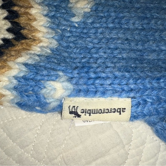 Cable Knit Scarf Vintage Abercrombie & Fitch Fair Isle Wool - Picture 2 of 5
